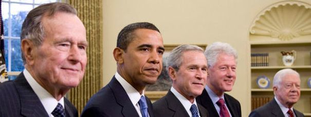 US President GHW Bush_ Obama_GW Bush_Clinton_Carter