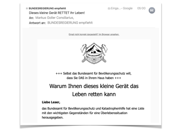 Mail der Waldhammer GmbH vom 13.07.2019